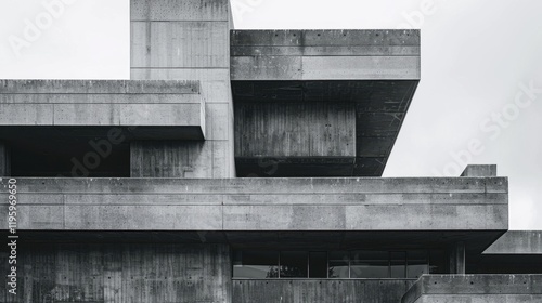 Brutalist Architecture: A design style focused on raw, unfinished concrete and angular forms, prioritizing function and bold aesthetics over decoration.
 photo