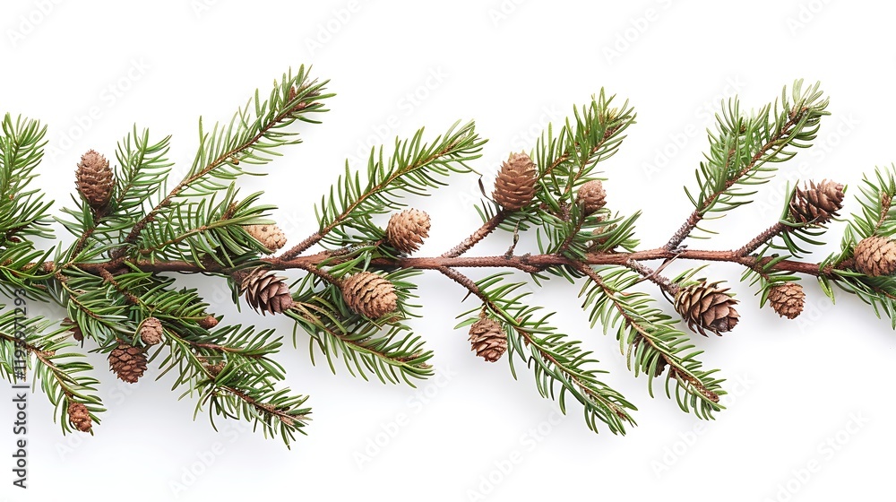 custom made wallpaper toronto digitalA single cedar branch with cones, isolated on a white background