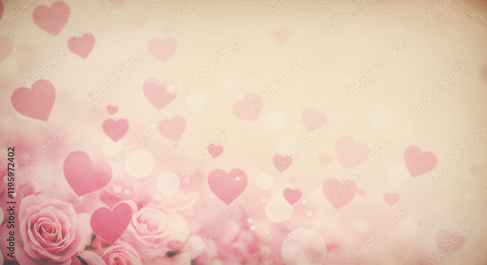Romantic Pink Roses and Hearts Background for Valentine's Day, Wedding, or Anniversary Romantic Pink Roses and Hearts Background for Valentine's Day, Wedding, or Anniversary