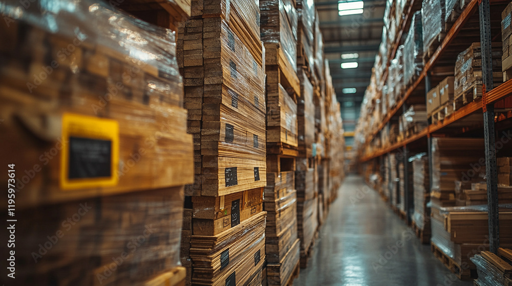 A close-up of a stack of wooden boards at a warehouse with blurred background creating a sense of chaos and rawness, offering a space for captions or messages on the side
A close-up of a stack of wooden boards at a warehouse with blurred background creating a sense of chaos and rawness, offering a space for captions or messages on the side
