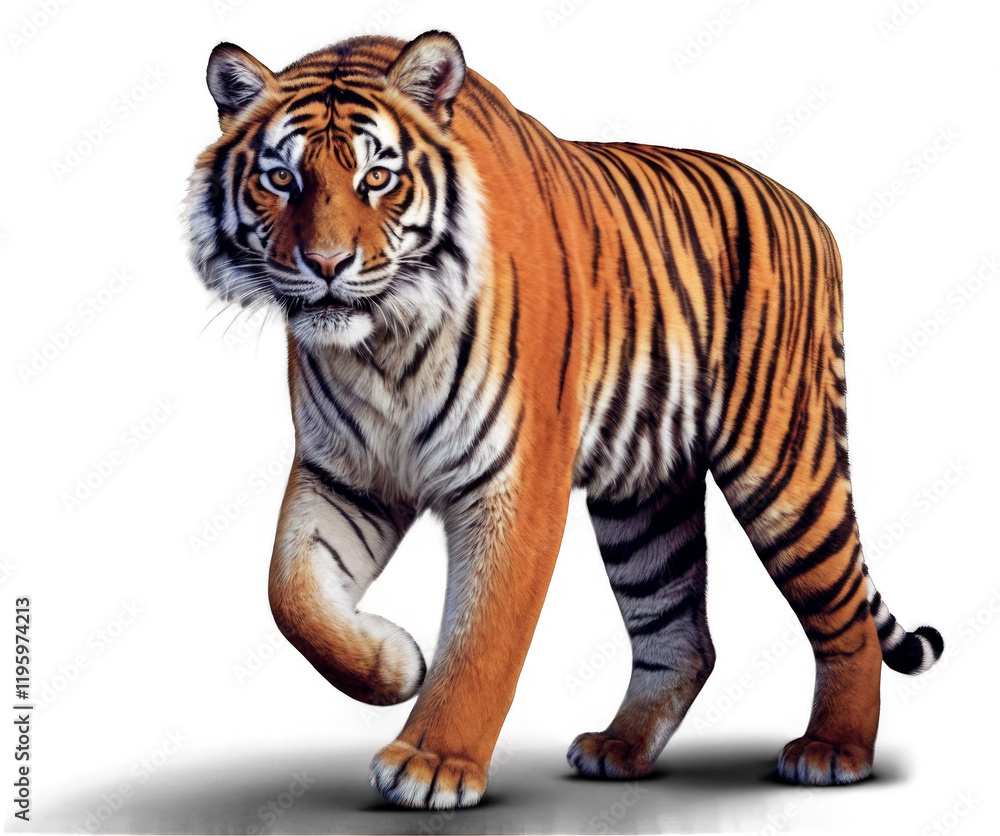 Naklejka premium Realistic Tiger Illustration isolated on transparent Background