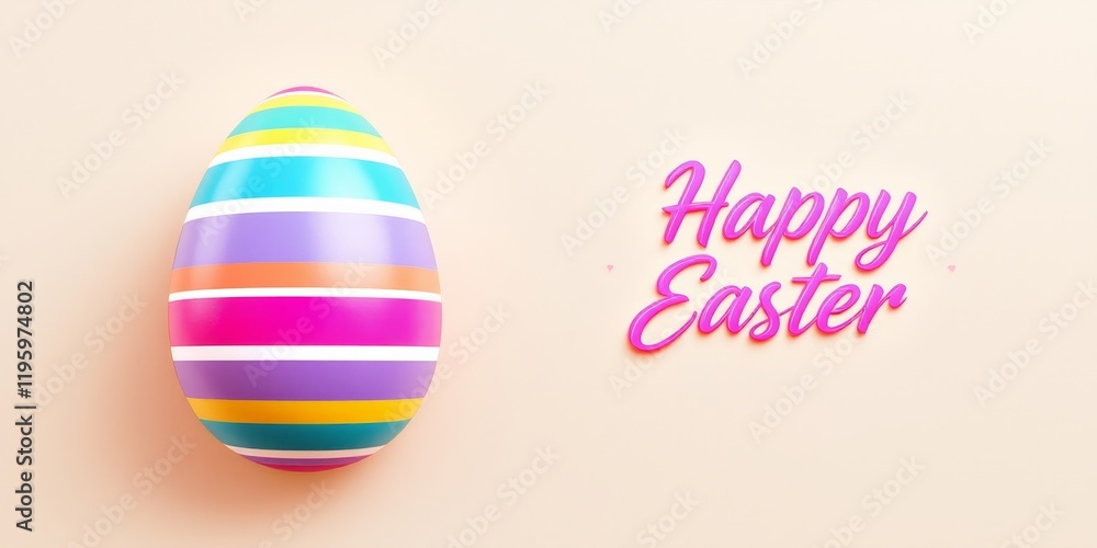 Colorful striped easter egg on pastel background with Colorful striped easter egg on pastel background with