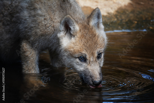 Arctic wolf (Canis lupus tundrarum) beautiful animal in the forest photo