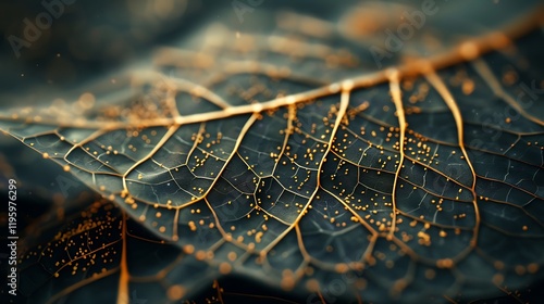 A close-up of intricate leaf veins, capturing the beauty of naturea??s design photo