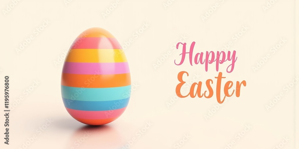 Vibrantly colored striped easter egg with Vibrantly colored striped easter egg with