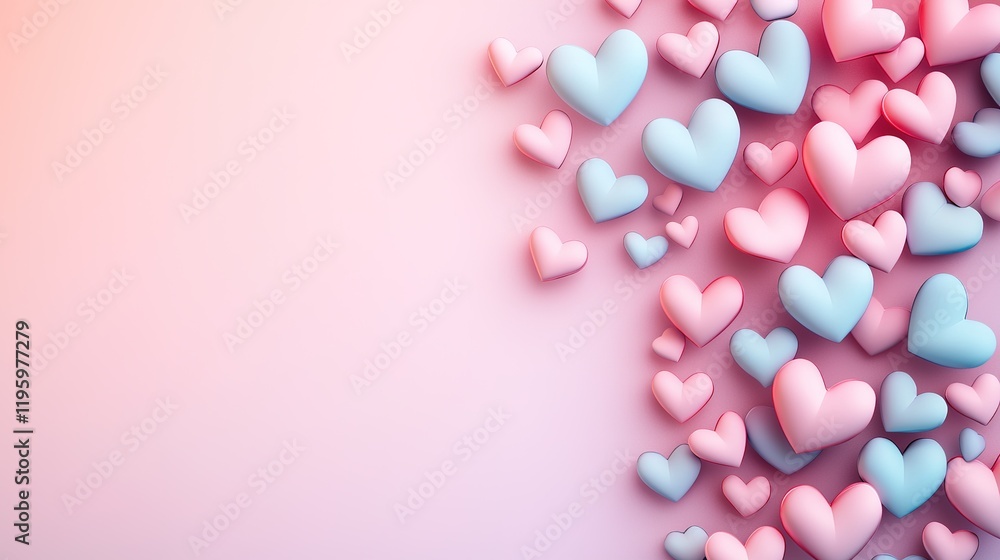 A soft pastel gradient background adorned with floating hearts, creating a romantic and whimsical atmosphere A soft pastel gradient background adorned with floating hearts, creating a romantic and whimsical atmosphere