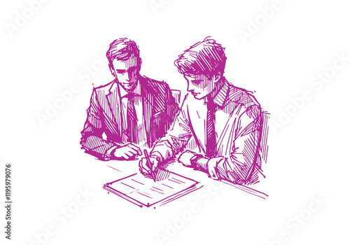 business discussion hand drawn sketch