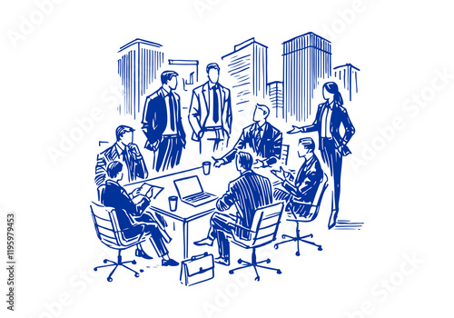 business discussion hand drawn sketch