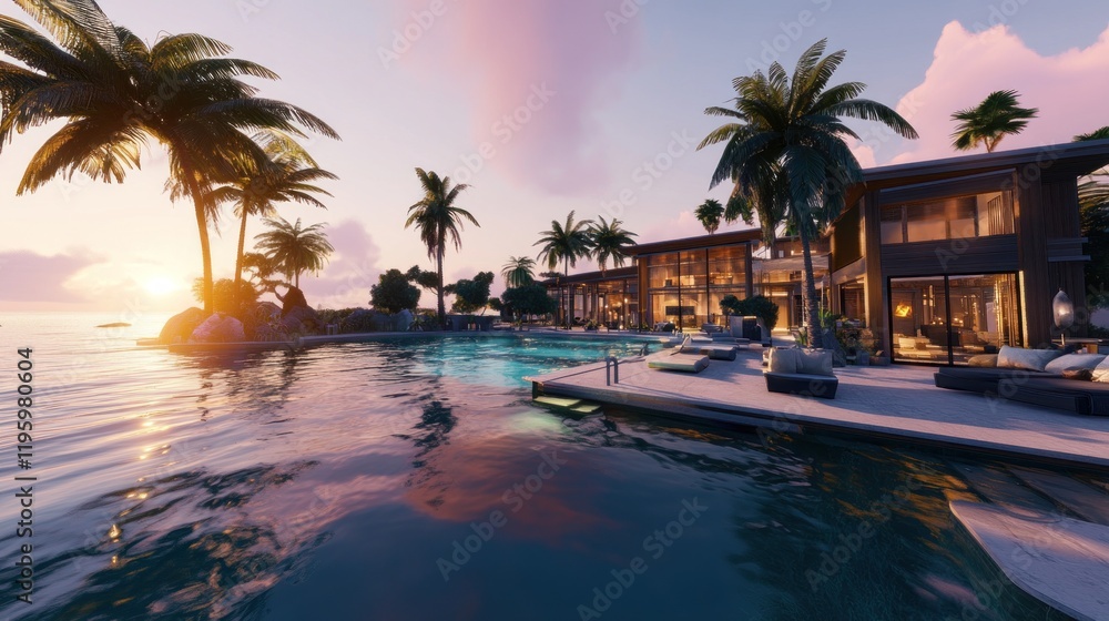 Fototapeta premium Luxury Villa with Stunning Ocean Views