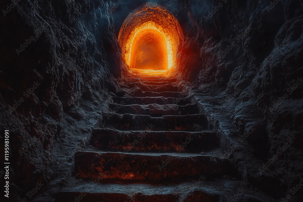 Obraz premium Hell's entrance, the underworld's entrance, and the nether portal