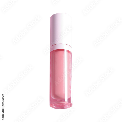 Pink lipgloss mock up, cosmetic tamplate, tube on white background