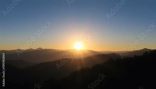 Wallpaper Mural Golden Sunset Over Silhouetted Mountain Ranges Torontodigital.ca