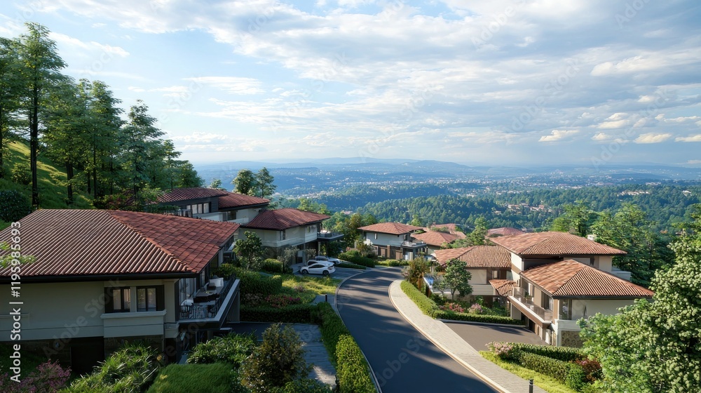 Hillside homes, scenic valley view, luxury development, real estate marketing Hillside homes, scenic valley view, luxury development, real estate marketing