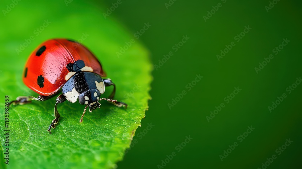 A closeup of a ladybug crawling on a leaf, macro photography, vibrant and detailed A closeup of a ladybug crawling on a leaf, macro photography, vibrant and detailed