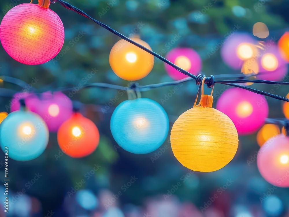 Fototapeta premium A lively music festival with colorful lights and an energetic crowd, dynamic and joyful