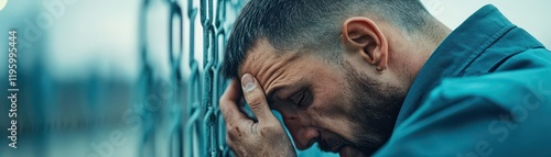 An intense closeup of a suspect s face during arrest, showing emotion and regret photo