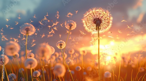 Dandelion Wishes at Sunset.