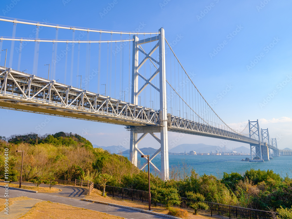 Naklejka premium 与島PAから見る瀬戸大橋 香川県の坂出市
