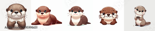 vector set of cute and adorable otters