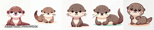 vector set of cute and adorable otters