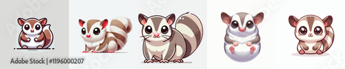 collection of cute and adorable sugar glider vectors