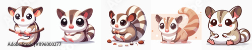 collection of cute and adorable sugar glider vectors