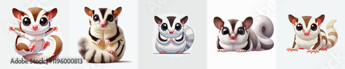 collection of cute and adorable sugar glider vectors