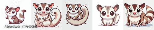 collection of cute and adorable sugar glider vectors