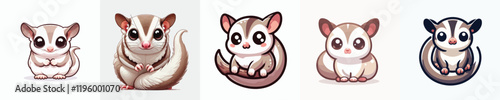collection of cute and adorable sugar glider vectors