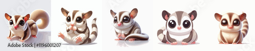 collection of cute and adorable sugar glider vectors