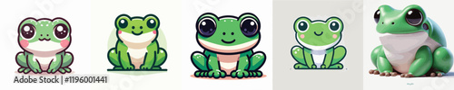 set of cute and frog vectors