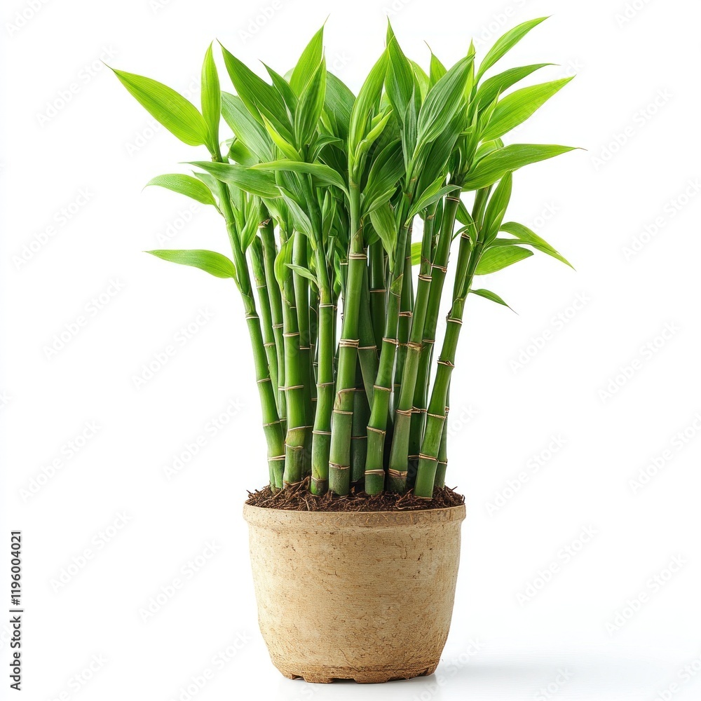 Obraz premium Lush Green Bamboo Plant in a Pot
