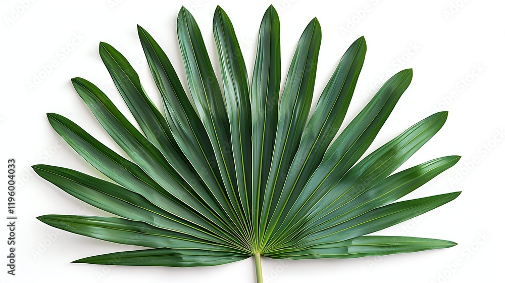 A detailed palm frond, isolated on a white background A detailed palm frond, isolated on a white background
