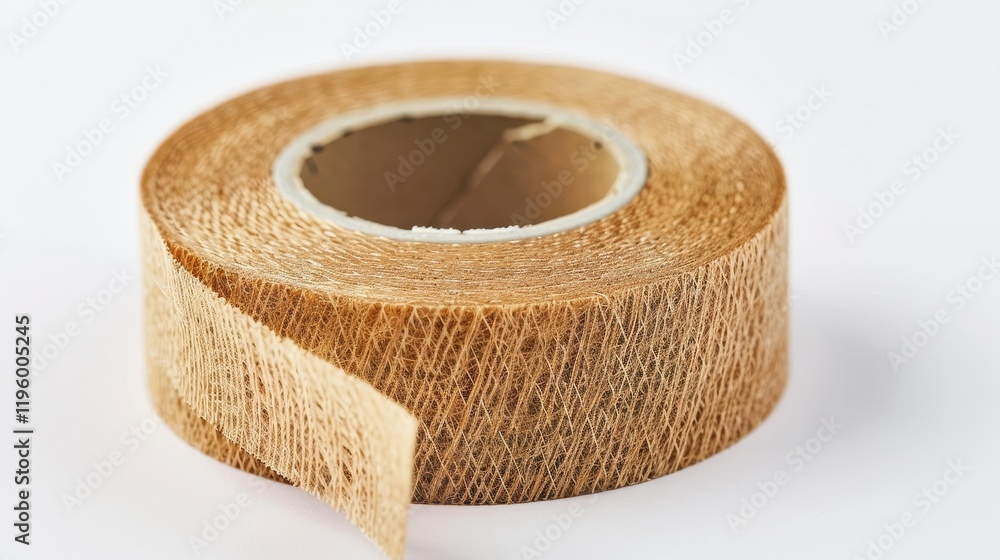 Close-up of a roll of natural fiber tape, showing texture and detail. Close-up of a roll of natural fiber tape, showing texture and detail.