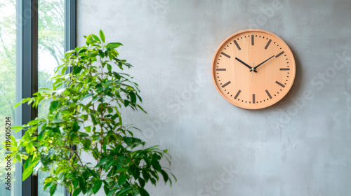 Wallpaper Mural A unique wooden clock with a minimalist dial. Unique wooden clock with innovative style in a modern setting. Torontodigital.ca