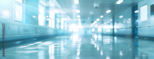 Wallpaper Mural Blurred Interior Hallway with Tiled Floor and Windows Torontodigital.ca