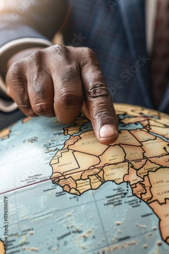 Wallpaper Mural Hand pointing at map of Africa. Torontodigital.ca