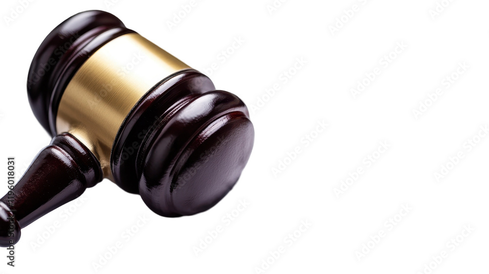 A close-up of an elegant wooden gavel representing justice. transparent background A close-up of an elegant wooden gavel representing justice. transparent background