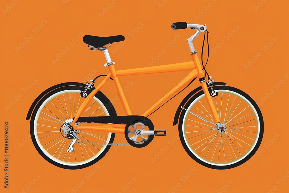 Fototapeta premium Vibrant Orange Bicycle Illustration