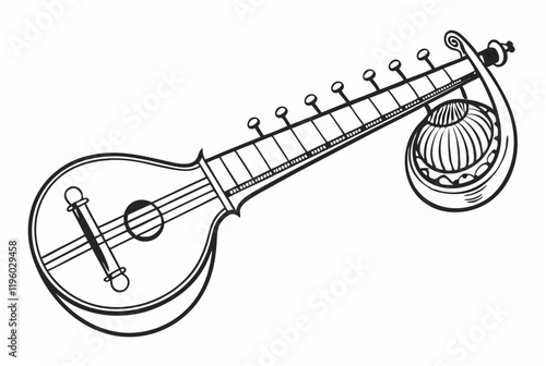 sitar silhouette vector illustration