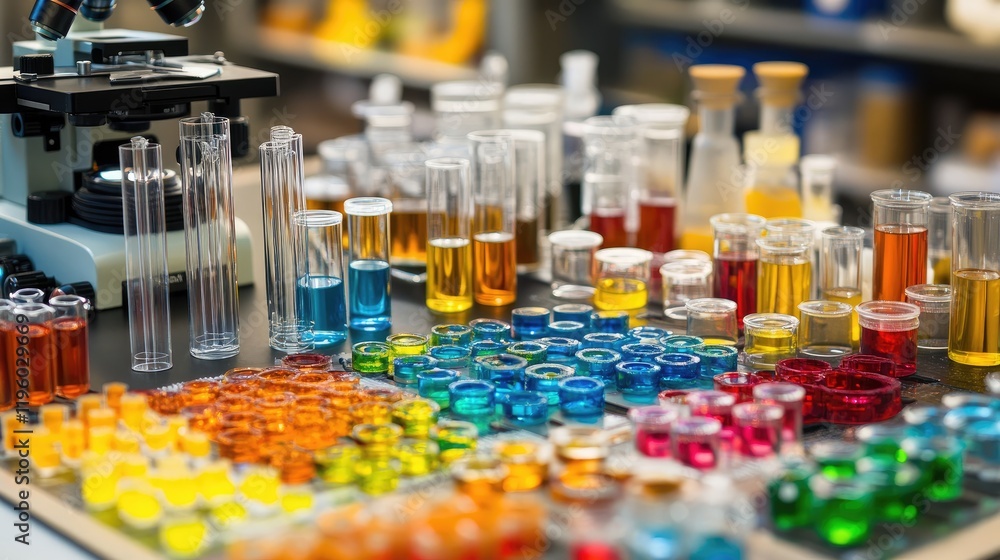 A close-up of a microscope and prepared slides for RD experiments. A close-up of a microscope and prepared slides for RD experiments.