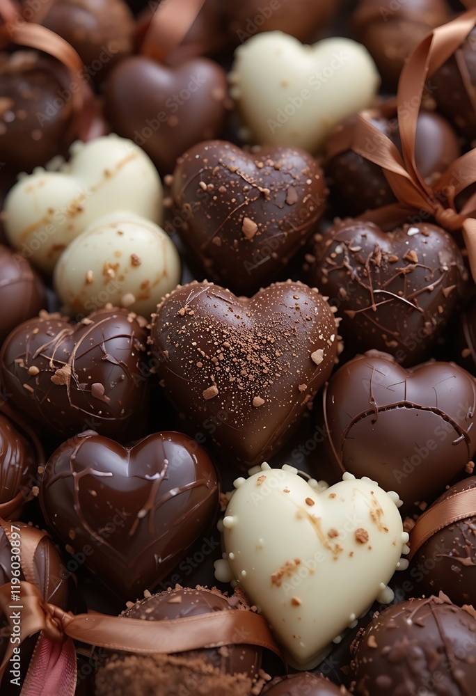 Assorted Heart Shaped Chocolates in Milk and Dark Chocolate Assorted Heart Shaped Chocolates in Milk and Dark Chocolate