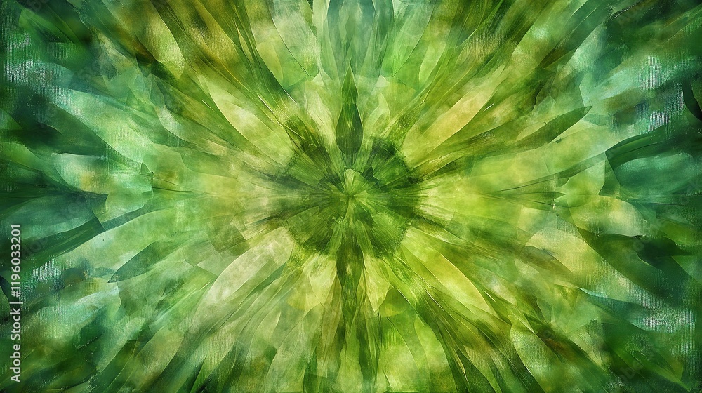 Fototapeta premium Abstract Watercolor Green Background with Radiating Energy Lines