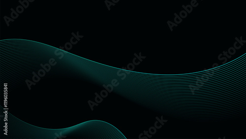 Modern green gradient flowing wave lines. Futuristic technology concept.