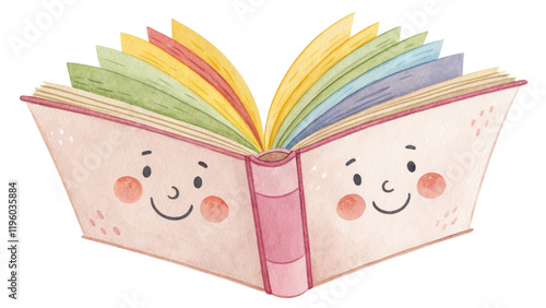 colorful children book with smiling faces and vibrant pages
