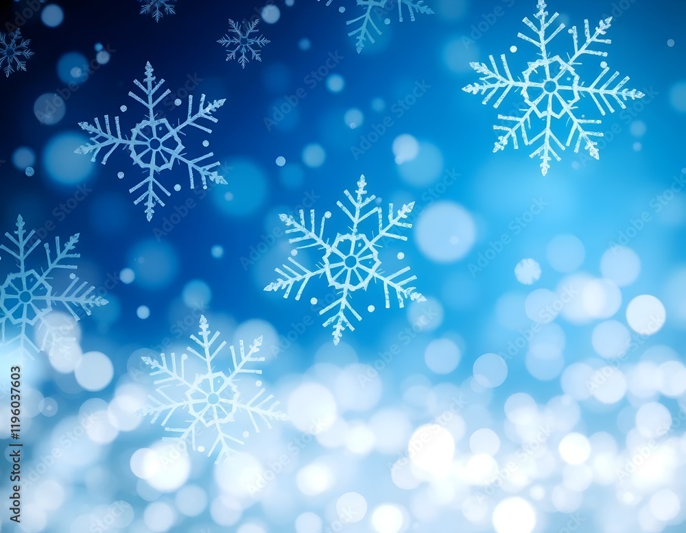 Vibrant Blue Wallpaper with Snowflake Patterns and Bokeh Glitter for a Wintry Essence Vibrant Blue Wallpaper with Snowflake Patterns and Bokeh Glitter for a Wintry Essence