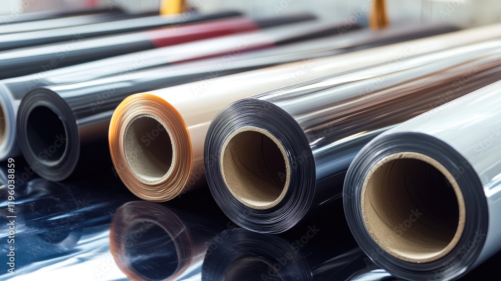 Synthetic fiber sheets being rolled out for industrial applications. Synthetic fiber sheets being rolled out for industrial applications.