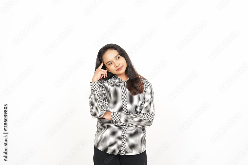 Thinking Gesture Of Beautiful Asian Woman Isolated On White Background Thinking Gesture Of Beautiful Asian Woman Isolated On White Background