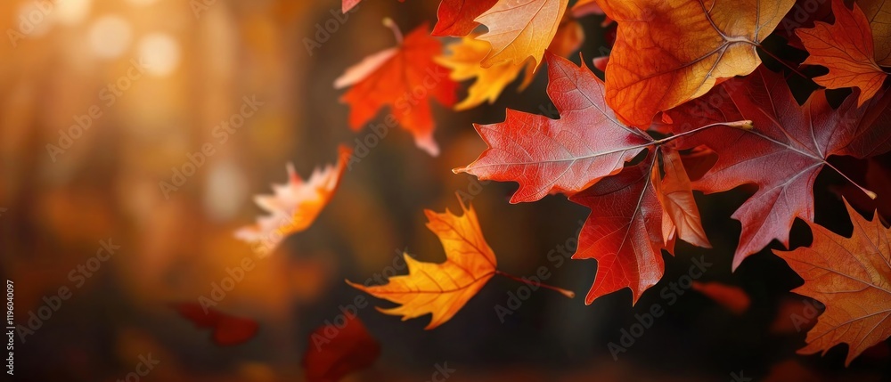 Autumn leaves falling forest backdrop design Autumn leaves falling forest backdrop design