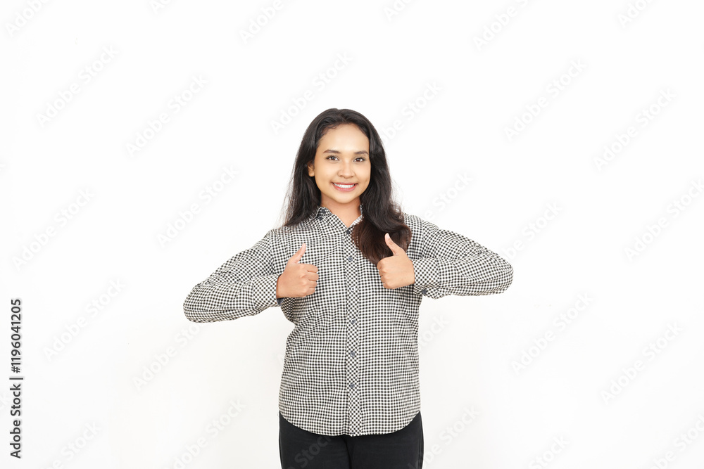 Showing Thumbs up, Approved sign hand gesture Of Beautiful Asian Woman Isolated On White Background Showing Thumbs up, Approved sign hand gesture Of Beautiful Asian Woman Isolated On White Background